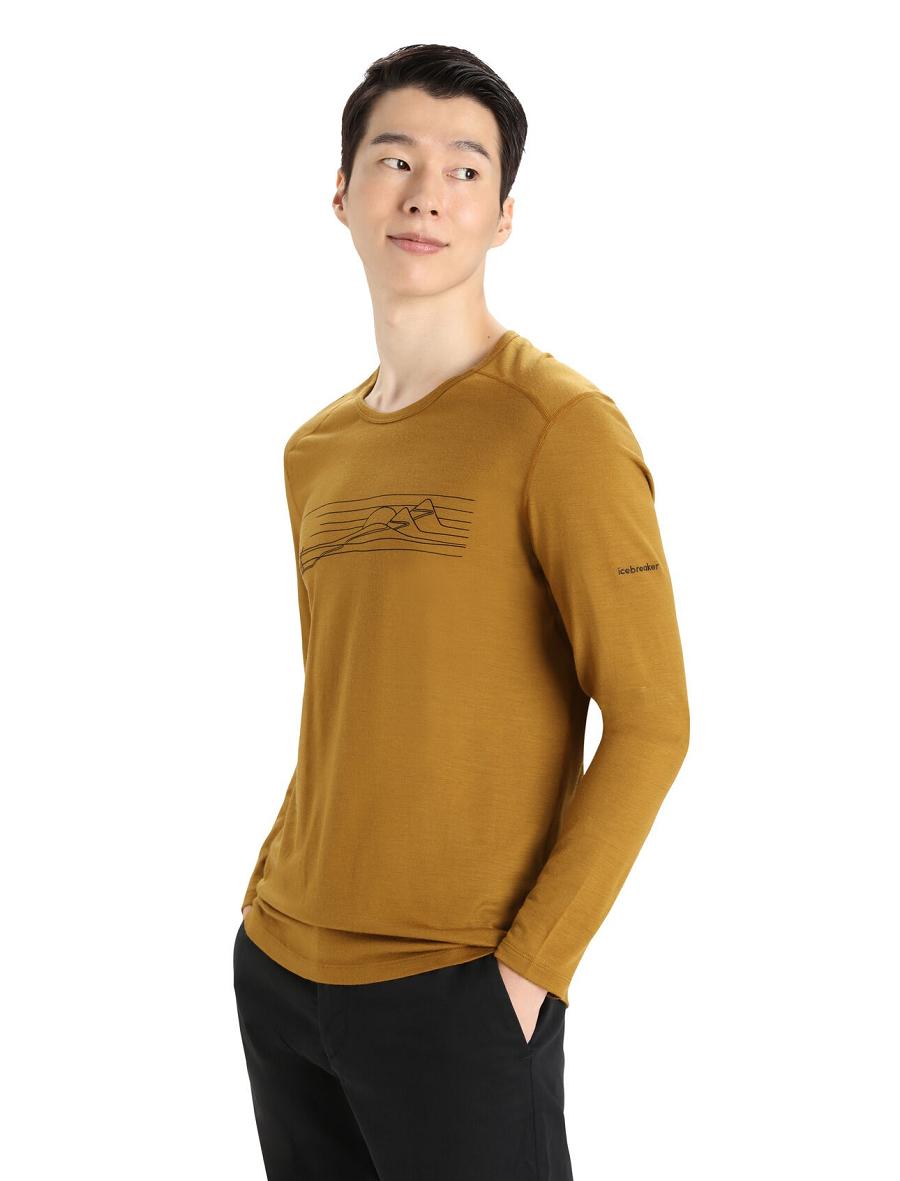 Base Layers Icebreaker Merino 200 Oasis Long Sleeve Crewe Ski Stripes Męskie Brązowe | PL 1579VRWD